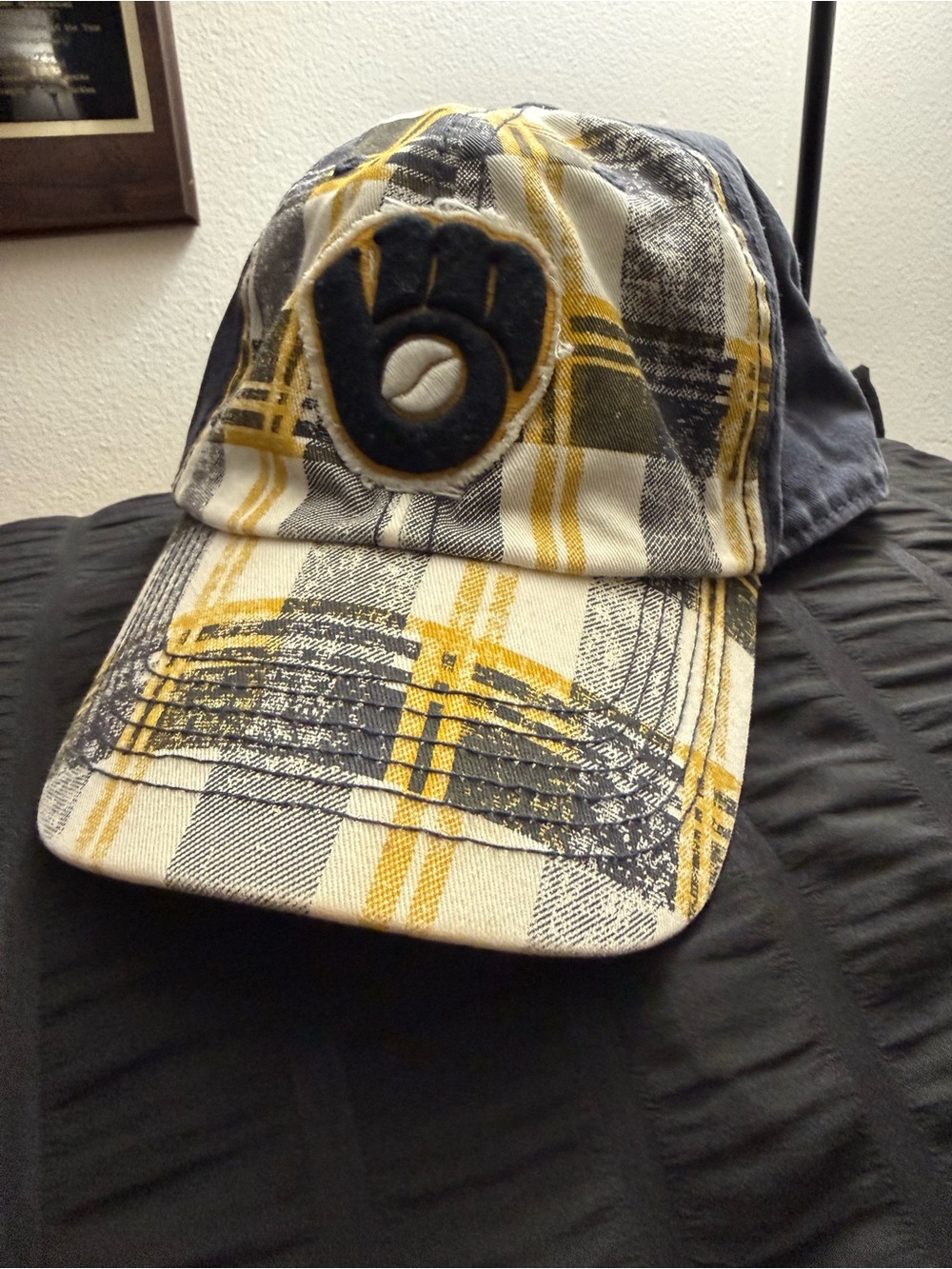 47 Plaid Cap in Yellow, Navy & White Brewers Hat